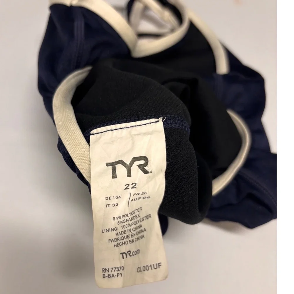 TYR Girls Navy Blue Honeycomb One Piece Competitive Swimsuit Size 22 CL001UF